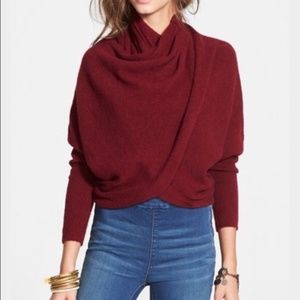 Free People Maroon Wrap Sweater